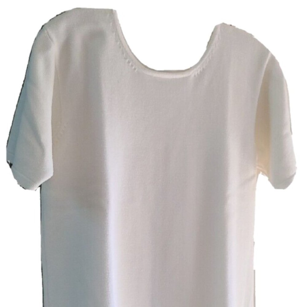 Vintage 80s JH Collectibles Ivory Short Sleeve Knit Top M